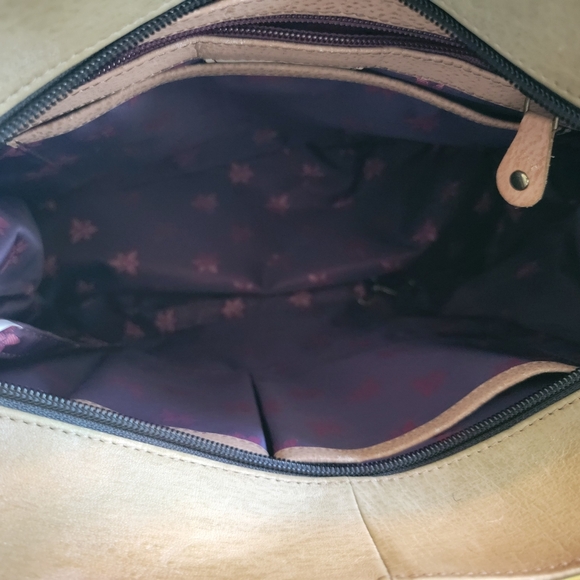 Anuschka Hand Painted Leather Satchel - Floral And Butterfly Design - Picture 3 of 16